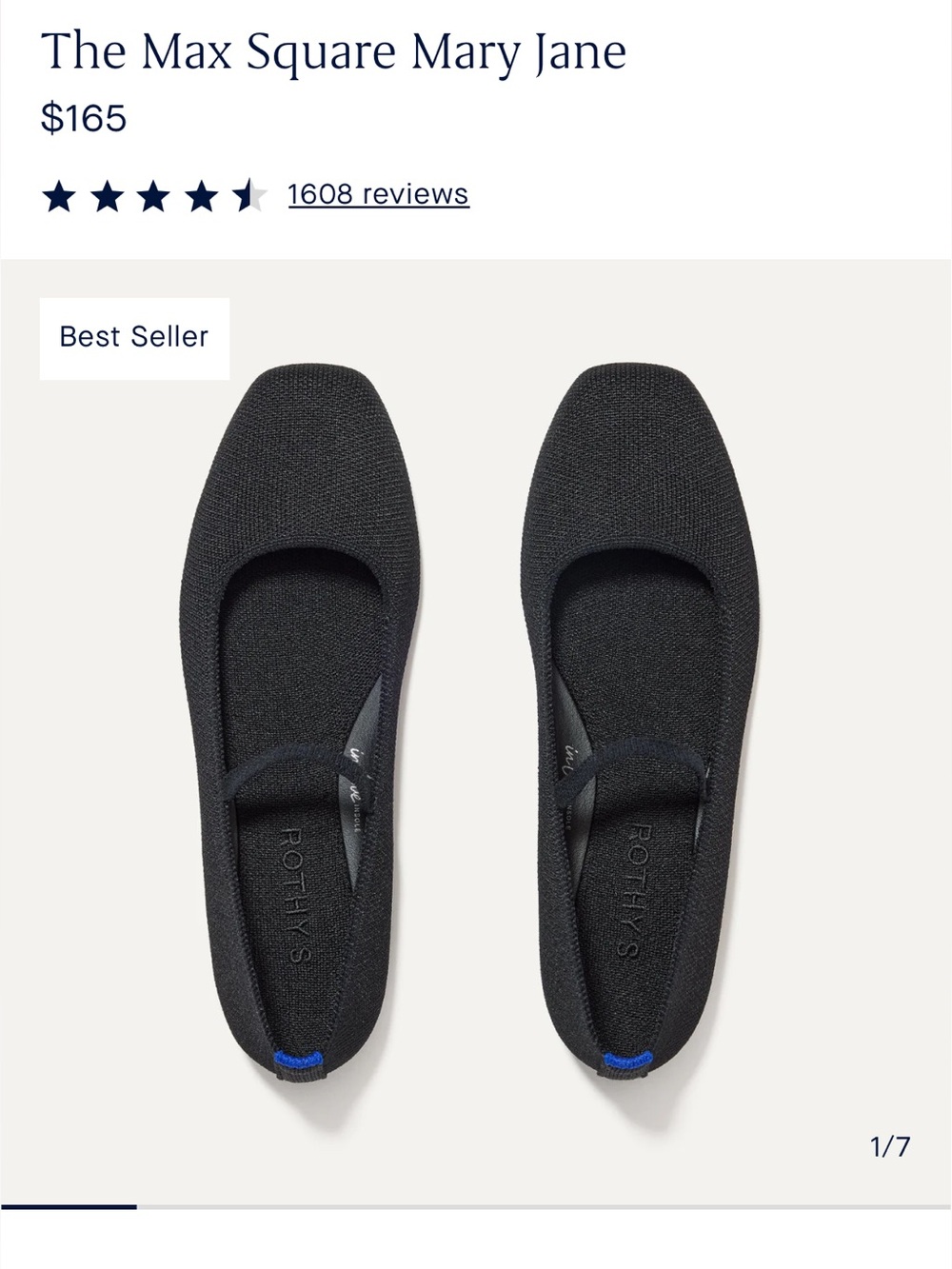 Rothy’s Max square Mary Jane Slip-On Knit Ballet Flats